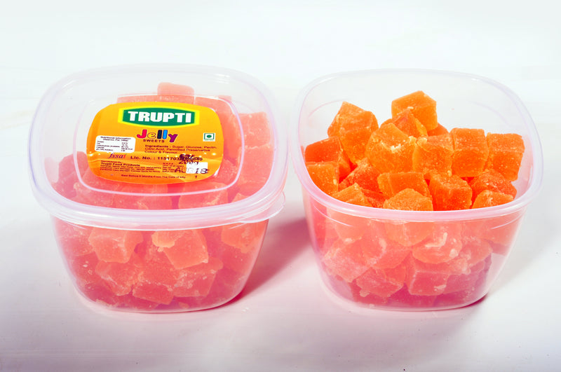 Orange Jelly cube with sugar coated (In container)