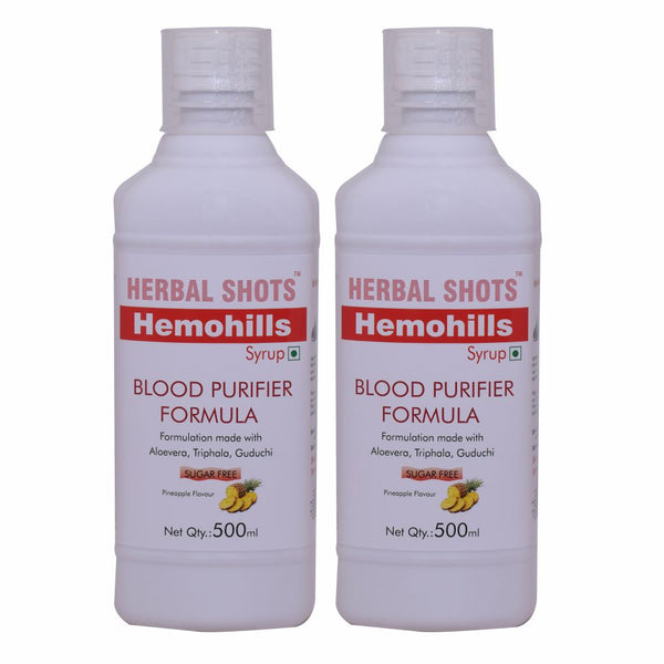 Herbal Hills Hemohills Herbal Shots 500ml (Pack of 2) Pure  syrup for blood purification, skin care and enhanced immunity