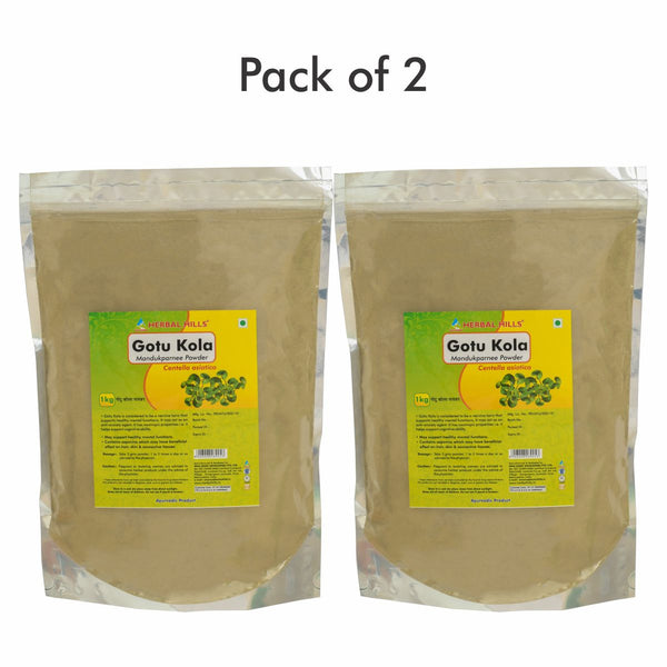 Herbal Hills Gotu Kola powder - 1 kg powder (Pack of 2) Natural Mandukparni (Centella asiatica) - Brain booster Powder