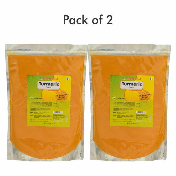 Herbal Hills Turmeric Powder - 1 kg powder (Pack of 2) Natural and Pure Haldi (Curcuma Longa) Powder - Anti-Inflammatory