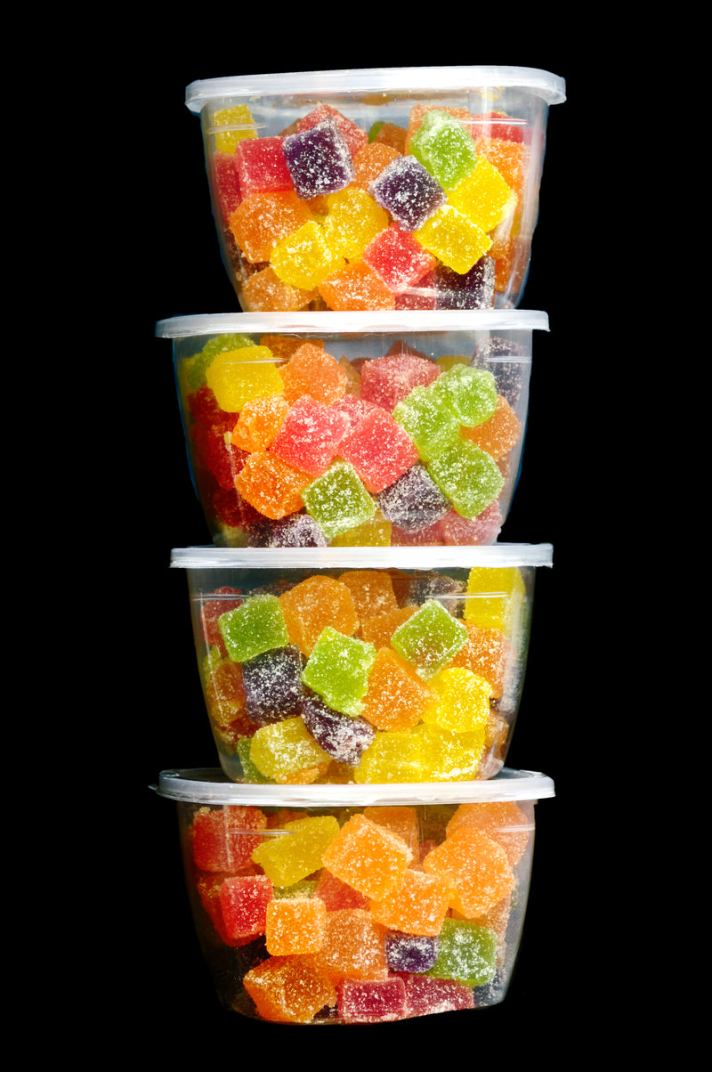 Jelly cube with sugar coated (Mix flavor in container)