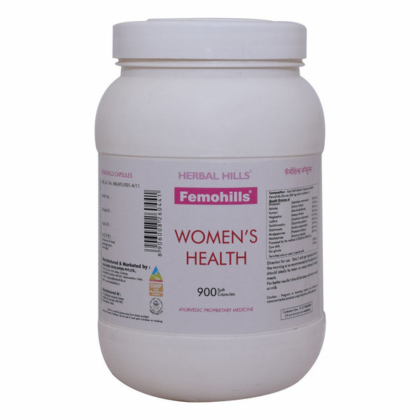 Herbal Hills Femohills - Value Pack 900 Capsule Women's Ghee based tonic for fertility, vigor, stamina and hormonal balance - soft capsules