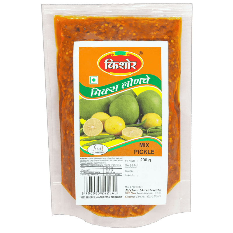 Mix Pickle in standy  (Set of 4 - 200gm each) - Kishor Masalewala