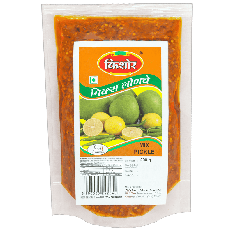 Mix Pickle in standy  (Set of 4 - 200gm each) - Kishor Masalewala