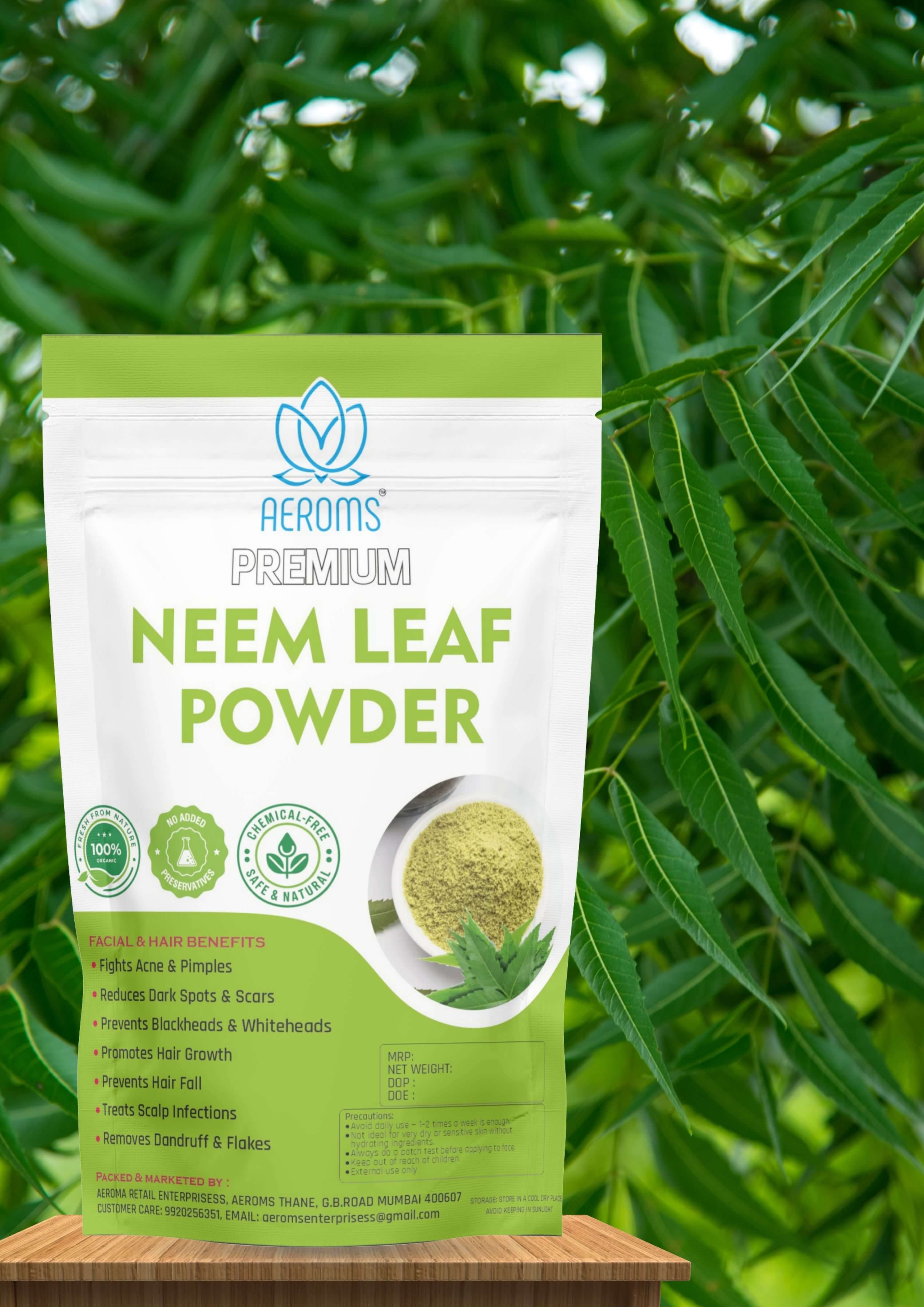 Neem Leaf Powder - Aeroms 100% Pure Neem Leaf Powder | Anti-Acne & Scalp Care - Lonavalafoods.com