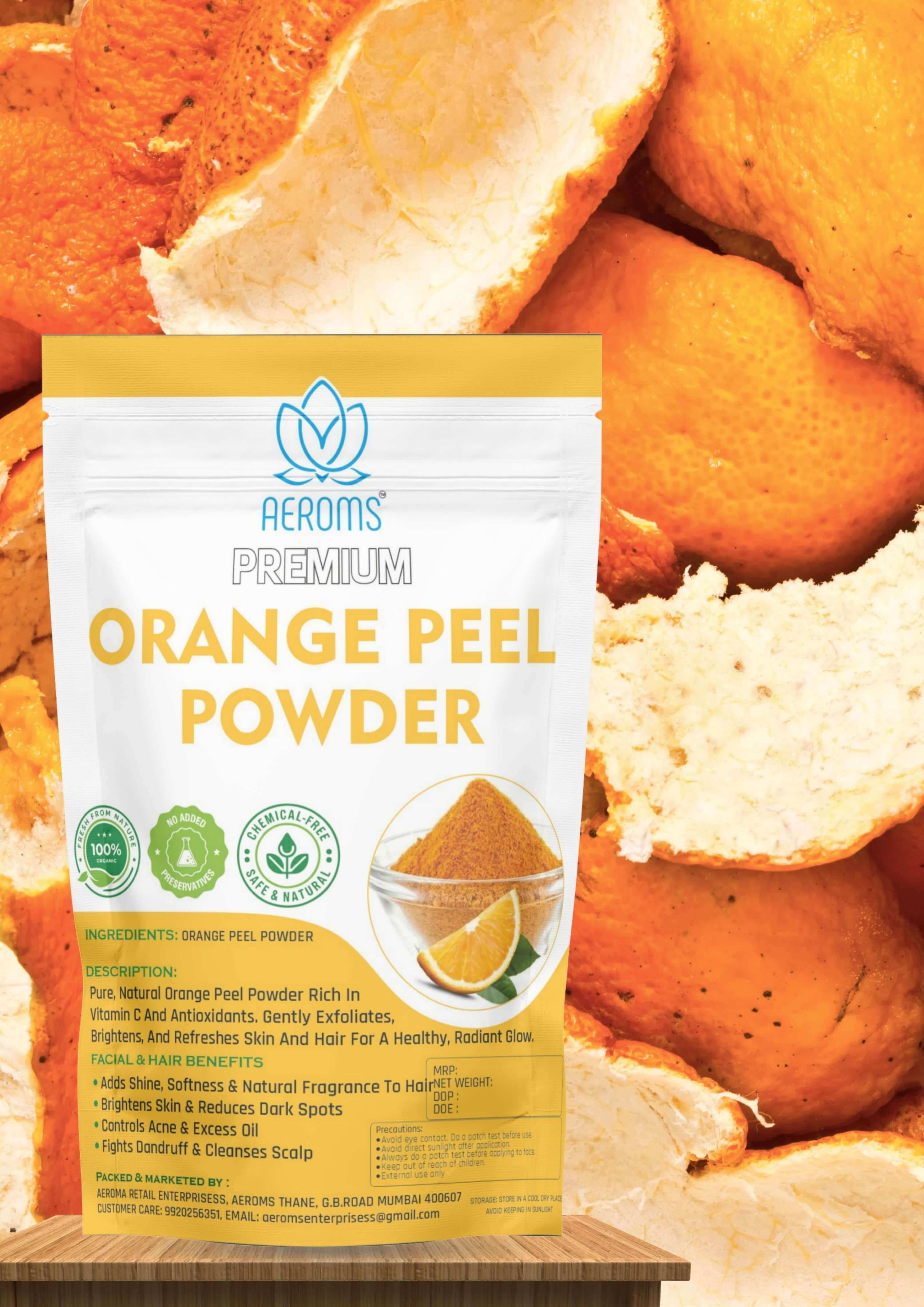 Aeroms - Pure Orange Peel Powder for Skin & Hair – Natural Vitamin C Glow100% Organic | Skin Brightening | Anti-Acne & Anti-Tan | Pore Tightening & Oil Control. - Lonavalafoods.com