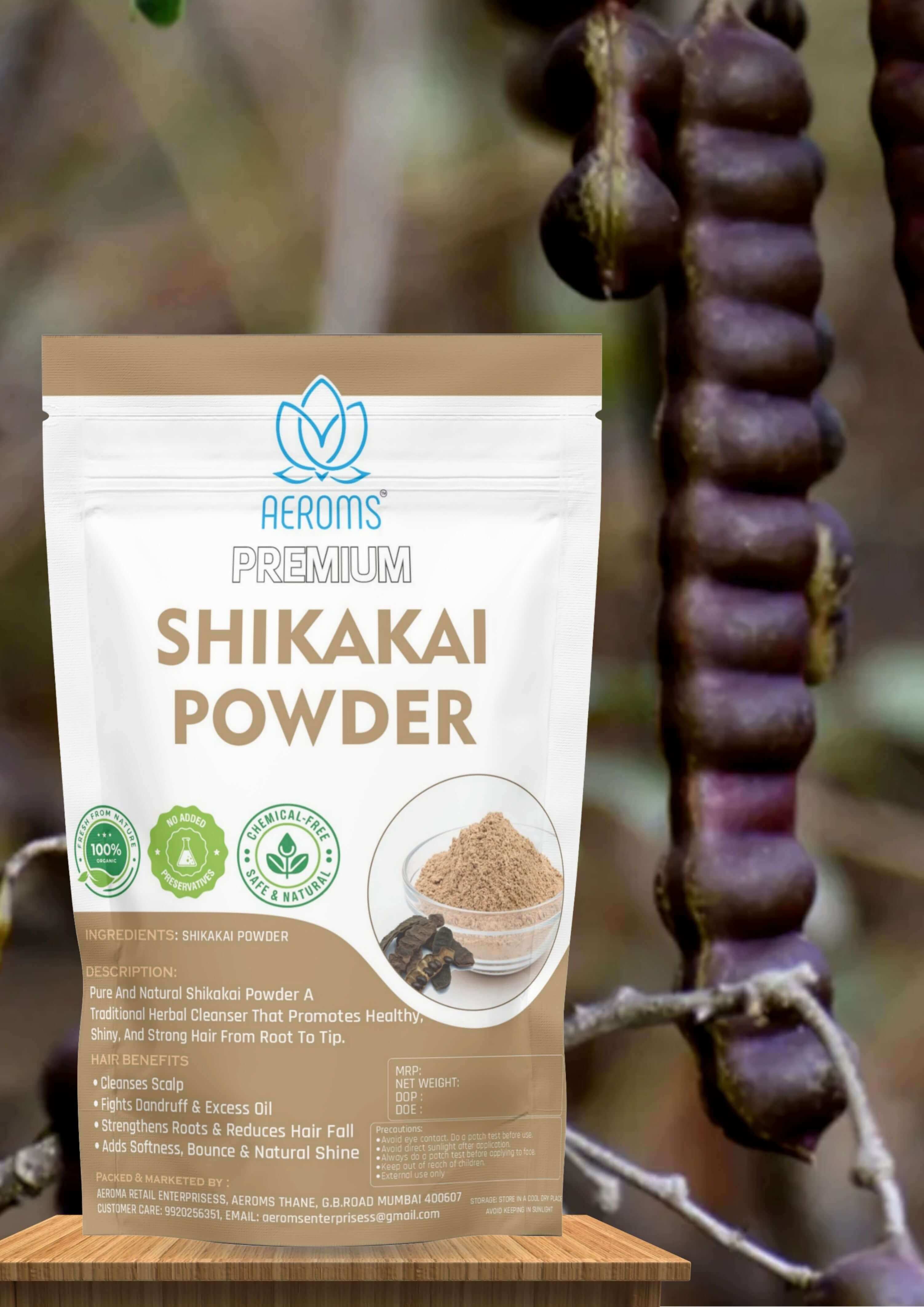 Aeroms - Shikakai Powder – Herbal Hair Cleanser & Natural Conditioner100% Organic | Controls Hair Fall & Dandruff | Promotes Thicker, Strong & Shiny Hair - Lonavalafoods.com