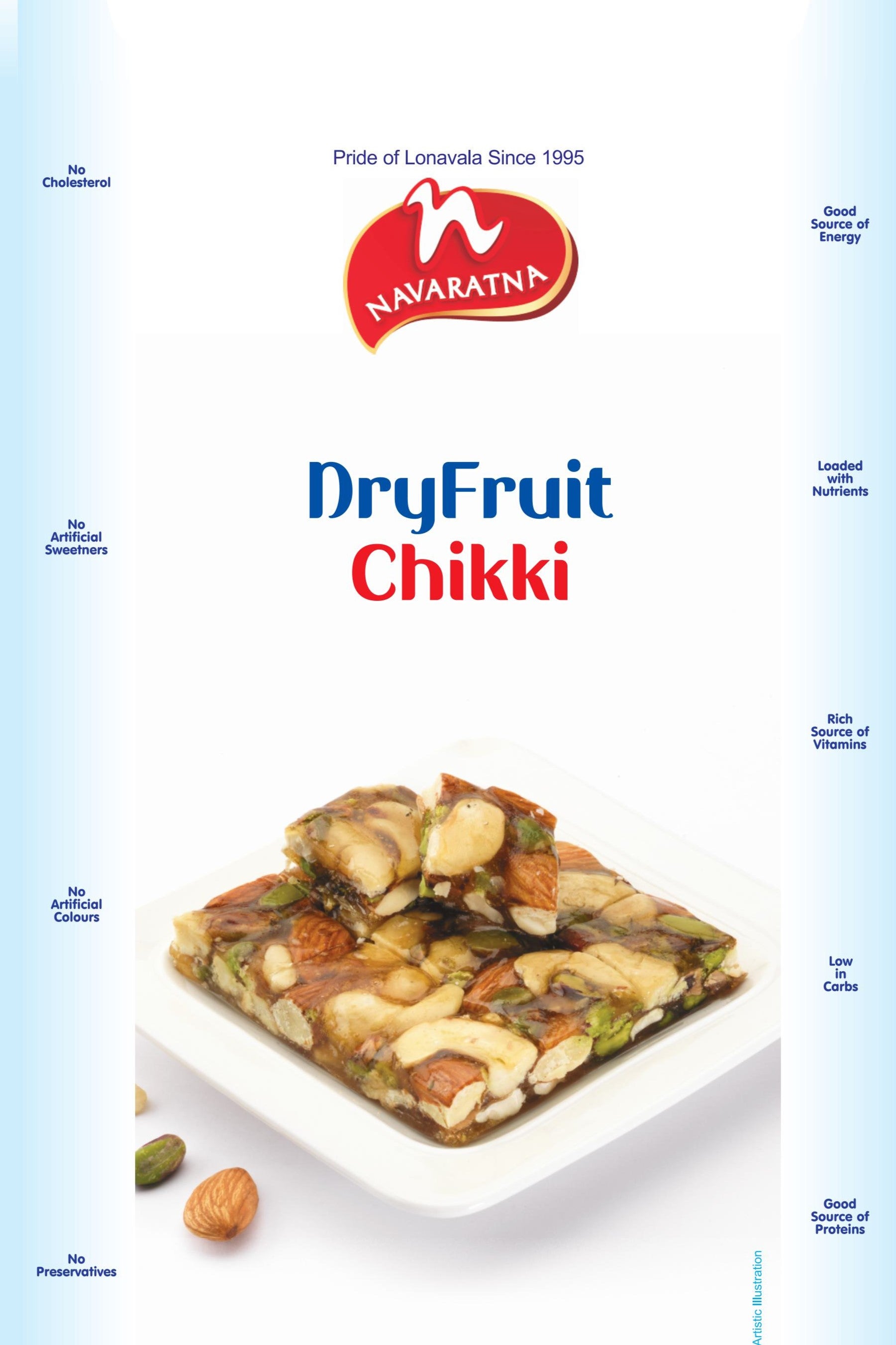 Navratna Dryfruit chikki (Almond /Badam, Pista, Cashew/ Kaju) - Lonavalafoods.com