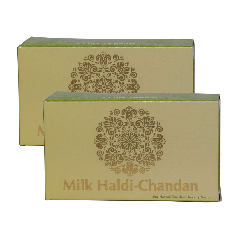 Herbalhills Milk Chandan Turmeric Soap - pack of 2 - Herbal Ayurvedic Exotic beauty soap - 100g, Natual Haldi-chandan