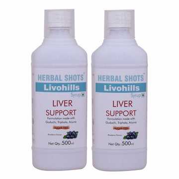Herbal Hills Livohills Herbal Shots 500ml (Pack of 2) Liver support natural syrup for all - flavoured ready to drink shots