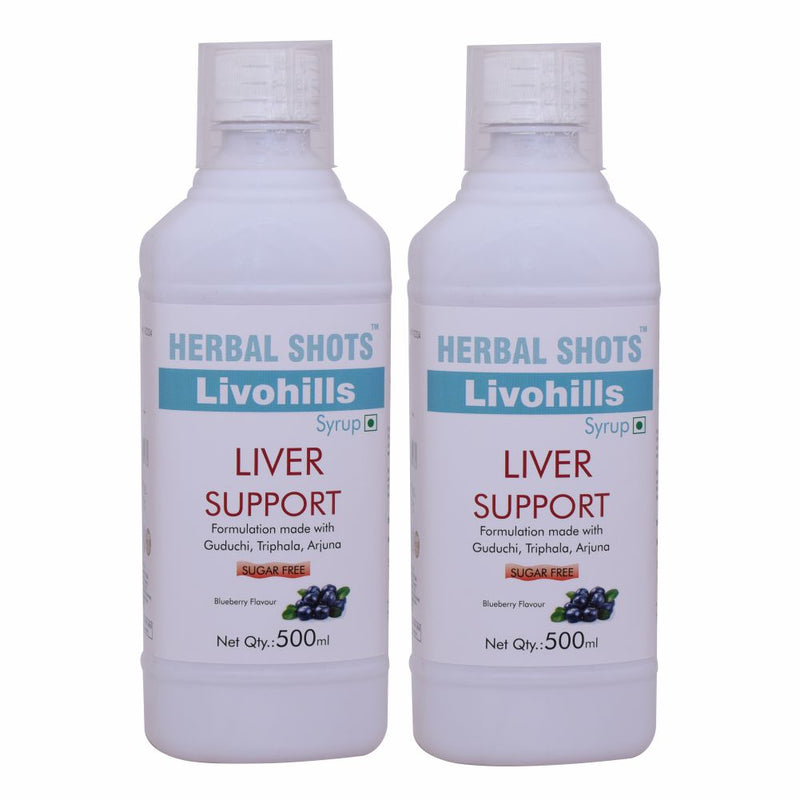 Herbal Hills Livohills Herbal Shots 500ml (Pack of 2) Liver support natural syrup for all - flavoured ready to drink shots