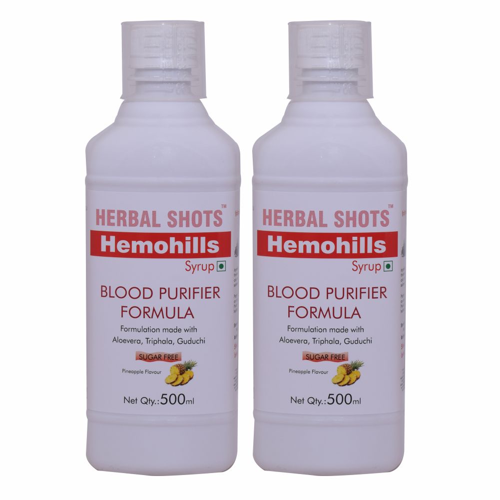 Herbal Hills Hemohills Herbal Shots 500ml (Pack of 2) Pure  syrup for blood purification, skin care and enhanced immunity