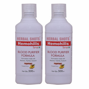 Herbal Hills Hemohills Herbal Shots 500ml (Pack of 2) Pure  syrup for blood purification, skin care and enhanced immunity