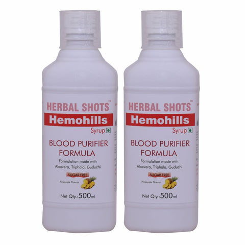 Herbal Hills Hemohills Herbal Shots 500ml (Pack of 2) Pure  syrup for blood purification, skin care and enhanced immunity