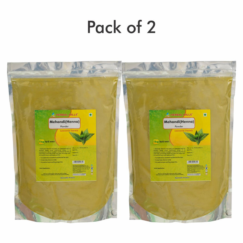 Herbal Hills Mehandi Powder - 1 kg powder (Pack of 2) Herbal Lawsonia inermis Powder for hair
