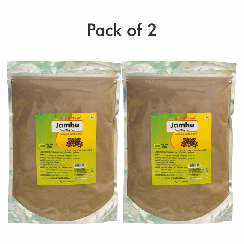 Herbal Hills Jambu Beej powder - 1 kg powder (Pack of 2) Natural Sugar Balance, Jamun seed powder