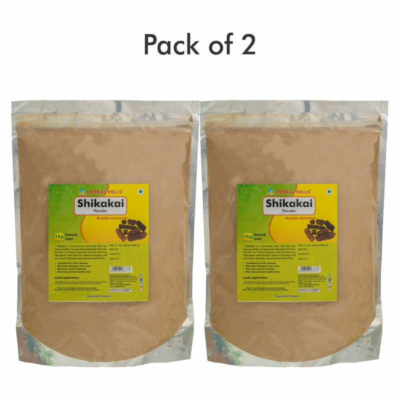 Herbal Hills Shikakai Powder - 1 kg powder (Pack of 2) Natural and Pure Shikakai Powder - For Hair Health