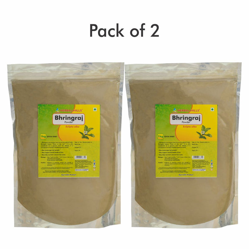 Herbal Hills Bhringraj powder - 1 kg powder (Pack of 2) Pure Natural Eclipta Alba powder - Great for Hair