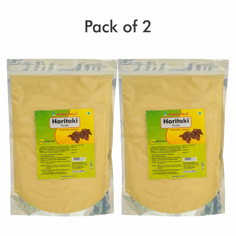Herbal Hills Haritaki Powder - 1 kg powder (Pack of 2) Pure Natural Harde Churna - colon cleanser and digestion