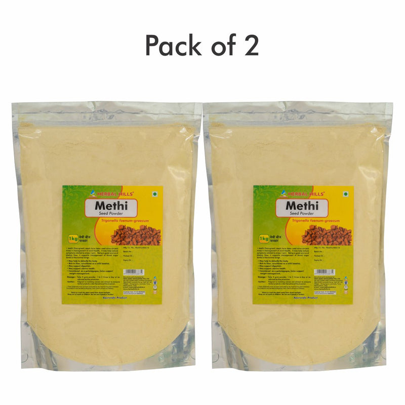 Herbal Hills Methi Seed Powder - 1 kg powder (Pack of 2) Natural Fenugreek powder (trigonella foenum-graecum) Diabetes & inflammation