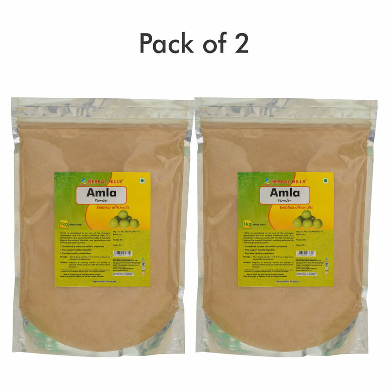 Herbal Hills Amla Powder - 1 Kg - (Pack of 2) Premium Quality  Emblica Officinalis Powder - antioxidant supplement & Immunity