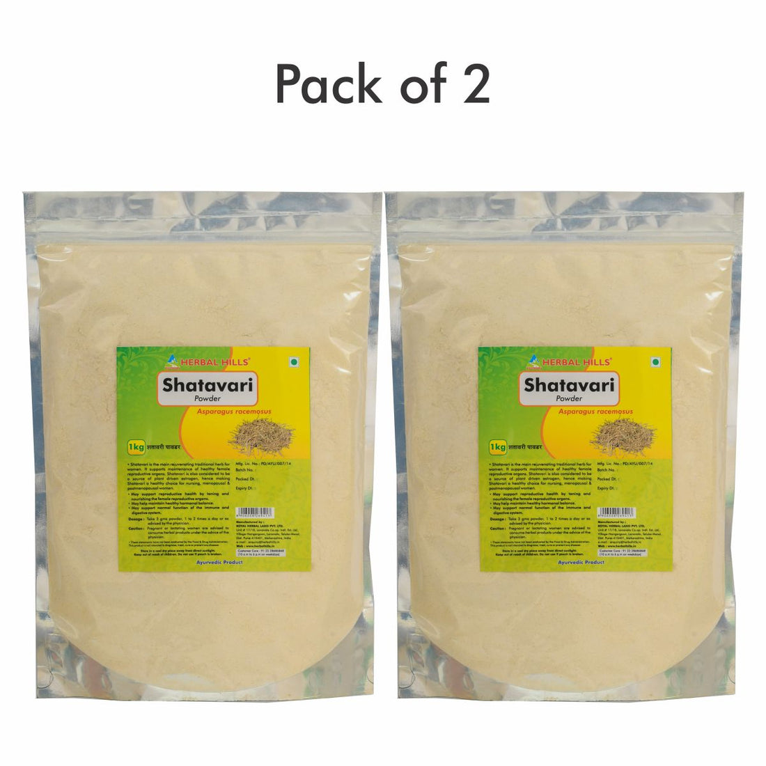 Herbal Hills Shatavari Powder - 1 kg powder (Pack of 2) Natural and Pure Asparagus racemosus Powder - Tonic for women - Lonavalafoods.com