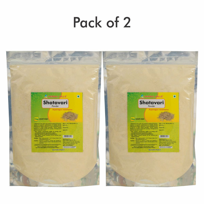 Herbal Hills Shatavari Powder - 1 kg powder (Pack of 2) Natural and Pure Asparagus racemosus Powder - Tonic for women