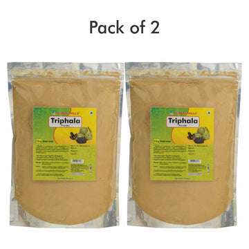 Herbal Hills Triphala 1 kg Powder - (Pack of 2) Natural and Pure Triphala Churna blend (Amla, Harad, Baheda) in a pouch for Healthy Digestion