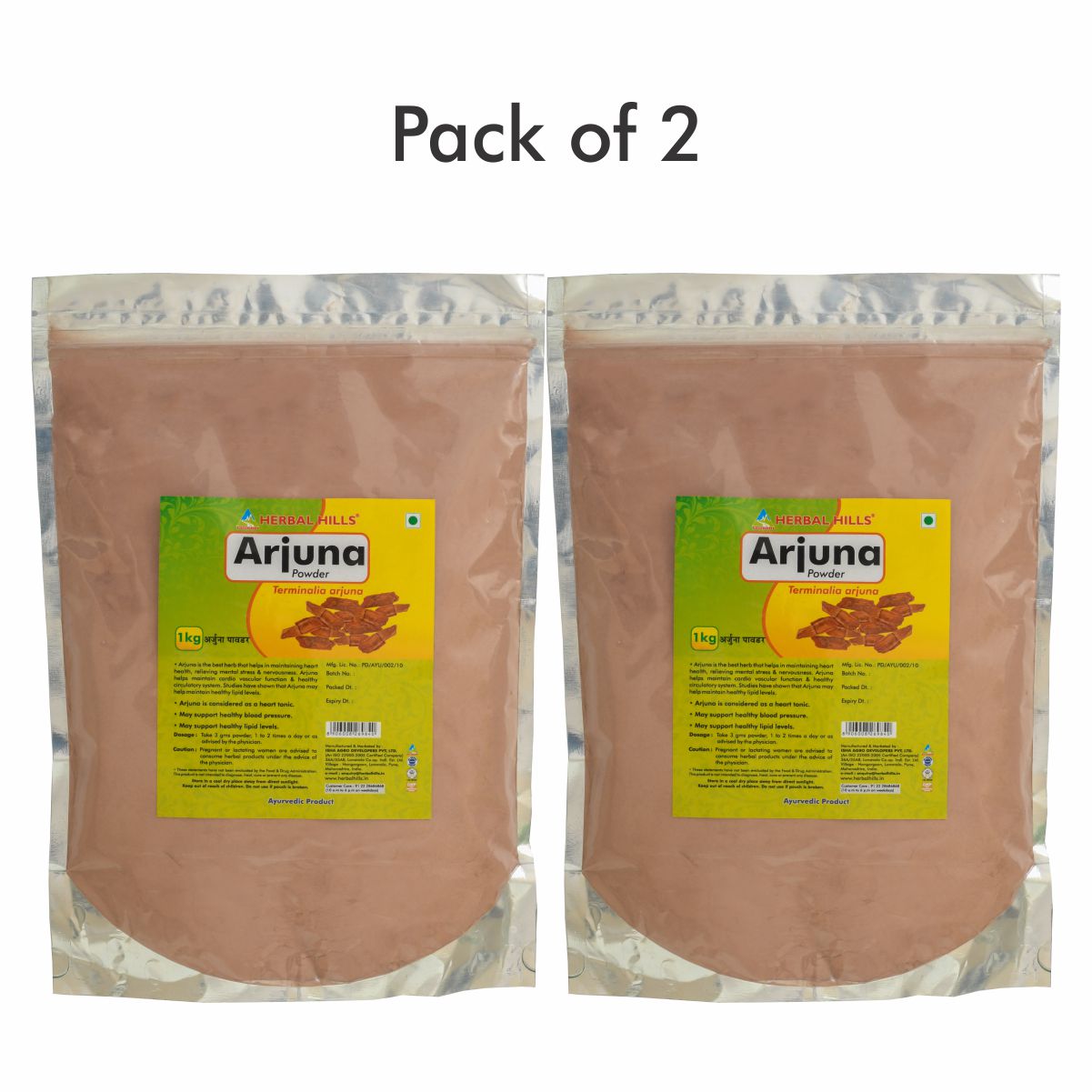 Herbal Hills Arjuna Powder - 1 kg powder (Pack of 2)  Natural and Pure Terminalia Arjuna chaal Powder for Cholesterol control