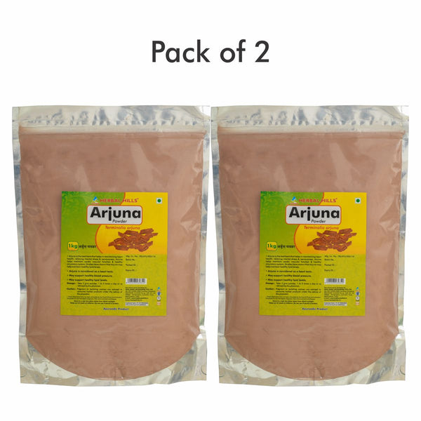 Herbal Hills Arjuna Powder - 1 kg powder (Pack of 2)  Natural and Pure Terminalia Arjuna chaal Powder for Cholesterol control