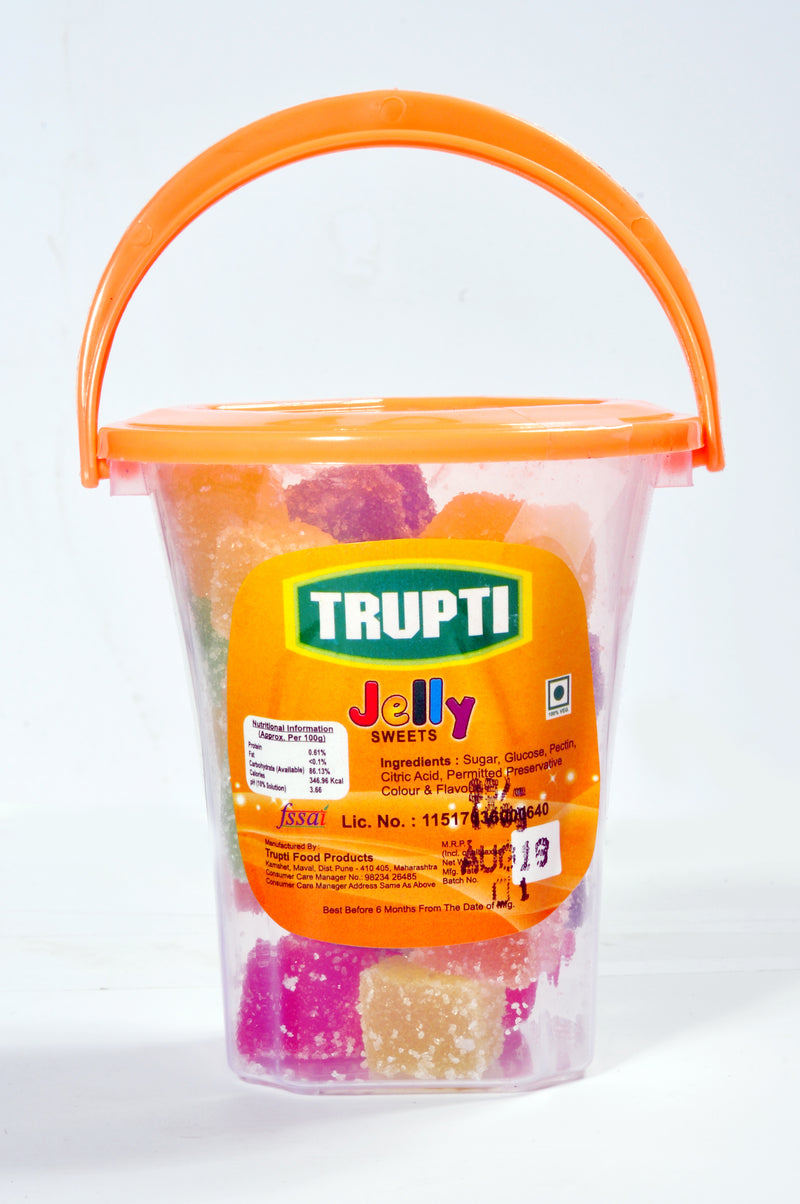 Jelly cube with sugar coated (Mix flavour in Bucket - Set of 6 - 100 gm each)