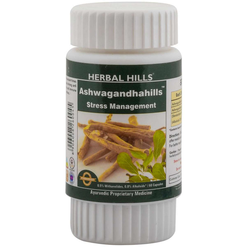 Herbal Hills Ashwagandha 60 Capsule Ayurvedic Ashwagandha  (Withania somnifera) 350mg Powder and Extract blend in a capsule