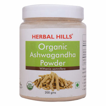 Herbal Hills 100% Organic Ashwagandha Powder 200 gms Withania somnifera - For Vigor and vitality