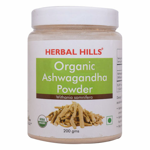 Herbal Hills 100% Organic Ashwagandha Powder 200 gms Withania somnifera - For Vigor and vitality