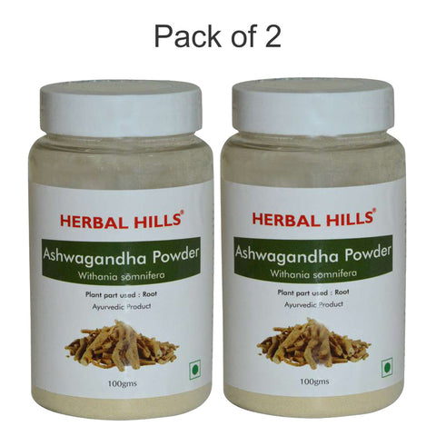 Herbal Hills Ashwagandha Powder - 100 gms (Pack of 2) Withania somnifera - For Vigor and vitality