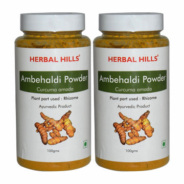 Herbal Hills Ambehaldi Powder - 100 gms (Pack of 2) Amba Haldi (Curcuma Amada) - For Skin & inflammation