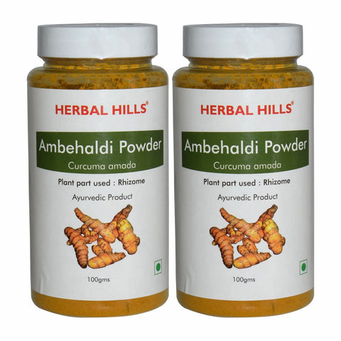 Herbal Hills Ambehaldi Powder - 100 gms (Pack of 2) Amba Haldi (Curcuma Amada) - For Skin & inflammation
