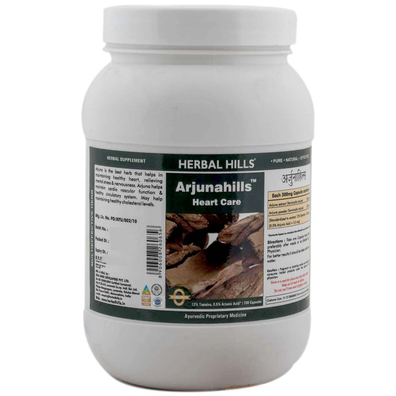 Herbal Hills Premium Quality Arjuna Terminalia Arjuna 700 Capsules Value Pack - Powerful Blood Circulatory system support