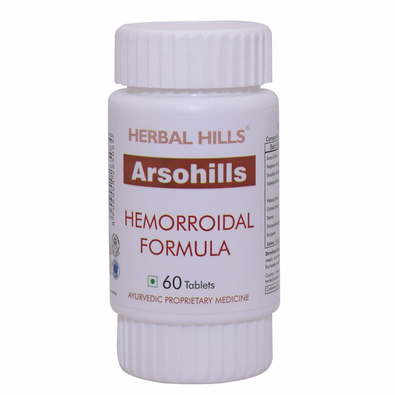Herbal Hills Arsohills 60 Tablets (Each 500mg) Hemorrhoid Treatment and Piles - Natural Hemorrhoid Medicine