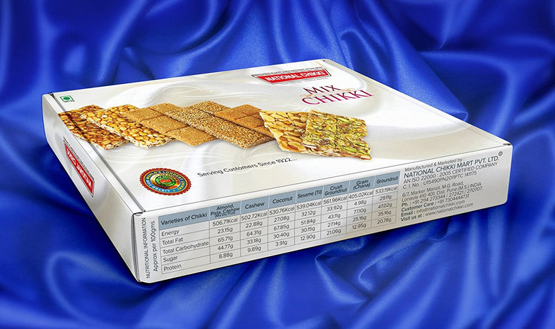 Nationala's Mix Chikki (Mix dryfruit, cashew, coconut, seame (til), gnut crush, gram (chana), Gnut)