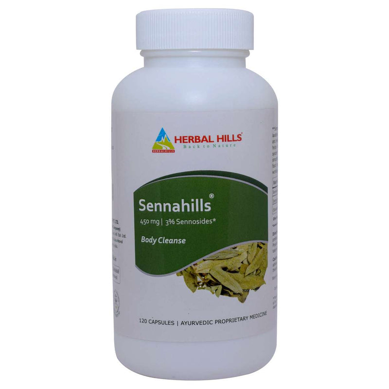 Herbal Hills Sennahills  - 120 Capsule Ayurvedic Senna Leaves (cassia angustifolia) 450 mg Powder and Extract blend in a capsule for Natural Bowel Movement