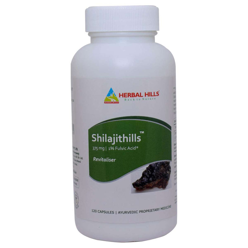 Herbal Hills Shilajithills 120 Capsule, vigor, vitality, strength tonic Shilajit / Asphaltum - 375 mg Pure extract in a Capsule to Support Vitality and Vigor