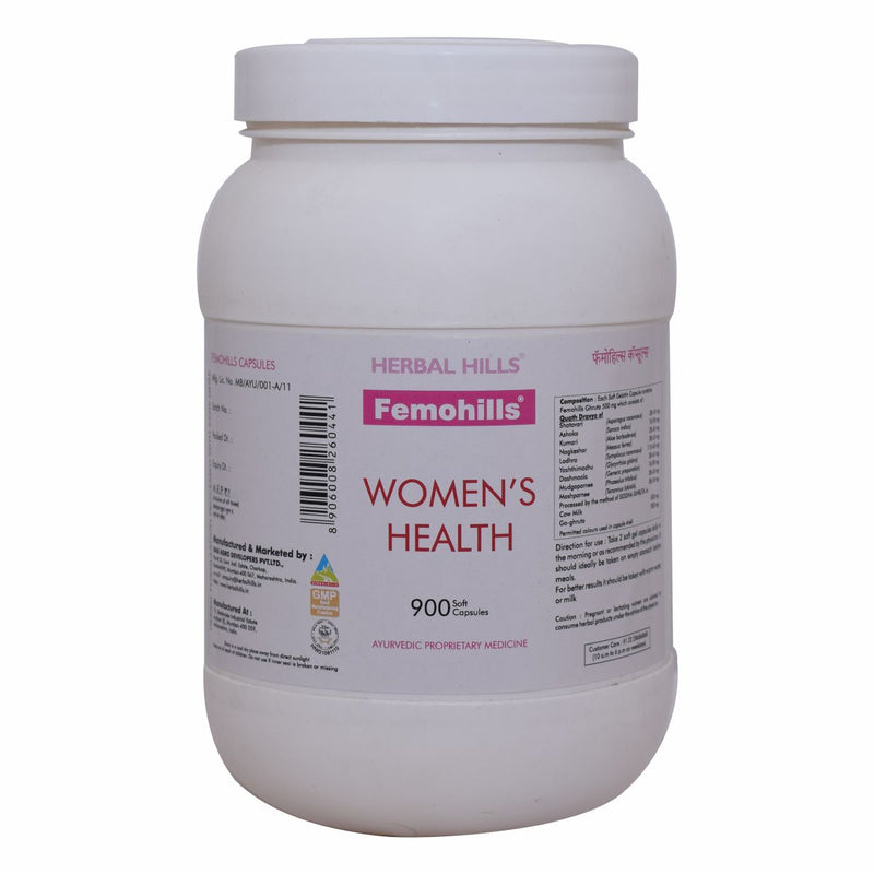 Herbal Hills Femohills - Value Pack 900 Capsule Women's Ghee based tonic for fertility, vigor, stamina and hormonal balance - soft capsules
