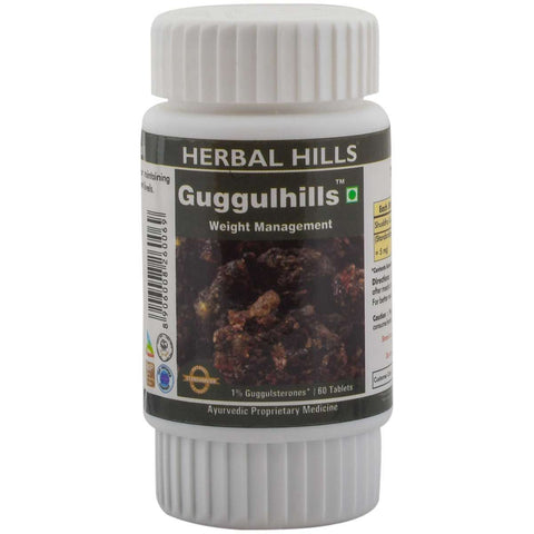 Herbal Hills Guggul 60 Tablets Ayurvedic Guggul (Commiphora mukul) 500 mg Gugglasterone extract in a tablet