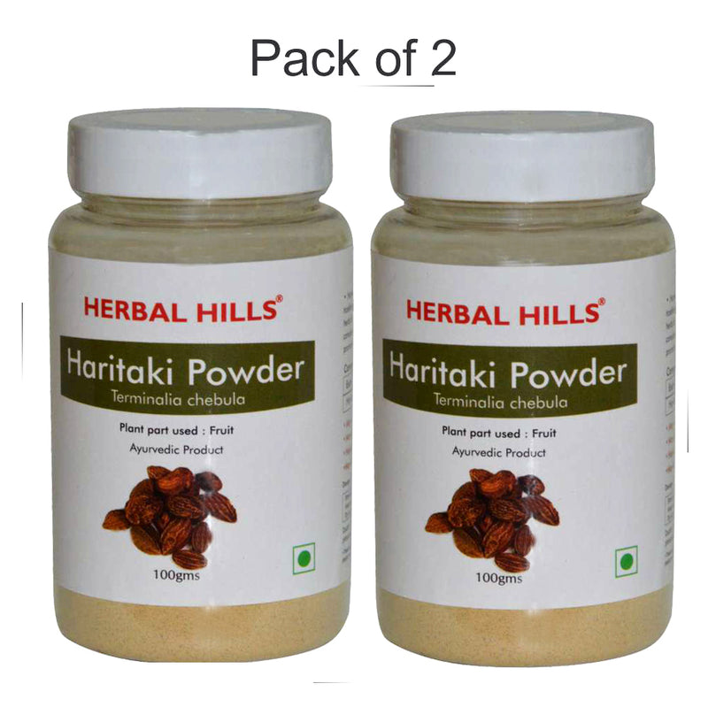 Herbal Hills Haritaki Powder - 100 gms (Pack of 2) Natural Harad Powder (120) - colon cleanser