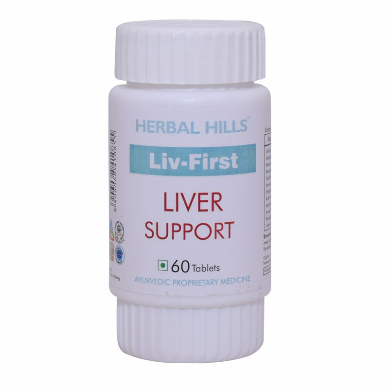 Herbal Hills Liv First - 60 tablets - liver Support & Cleanse Supplement - Advanced natural liver health formula that combines Guduchi, Kalmegh, Bhringraj and Punarnava