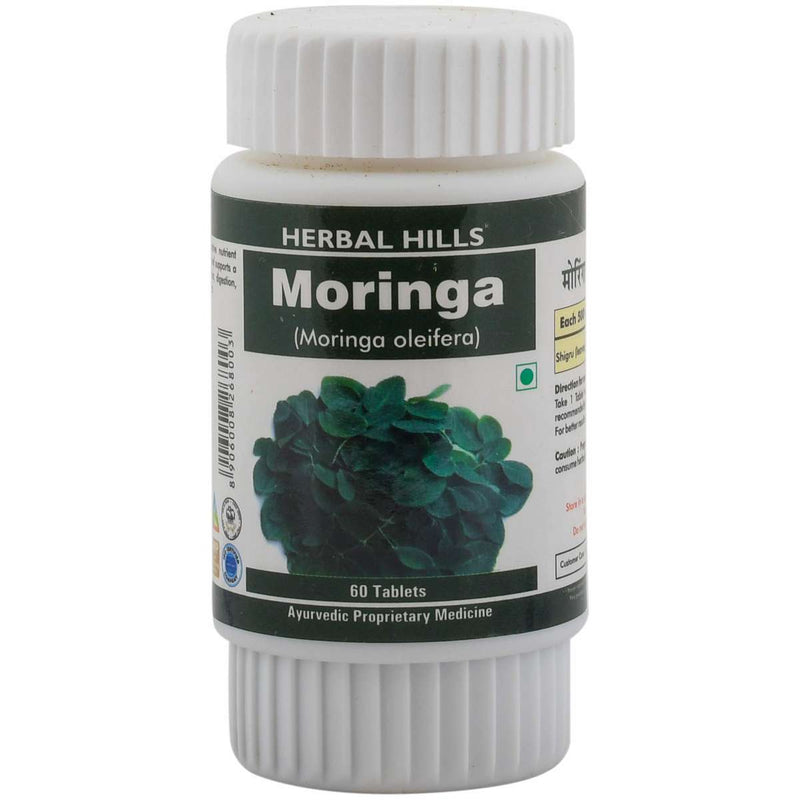Herbal Hills Moringa 60 Tablets Moringa leaf / Shugru / Drumstick leaf (Moringa Oleifera) 500 mg Powderin a tablets