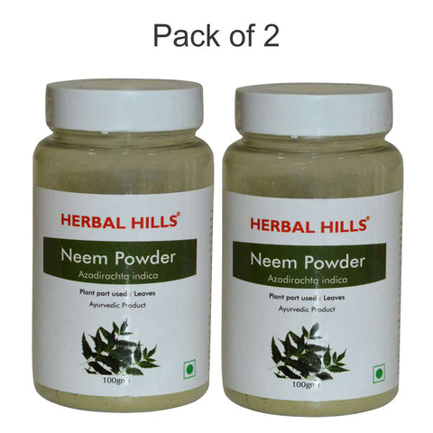 Herbal Hills Neem patra powder - 100 gms (Pack of 2) Natural Neem Leaf (Azadirachta indica) Powder Combo  - Blood purifier