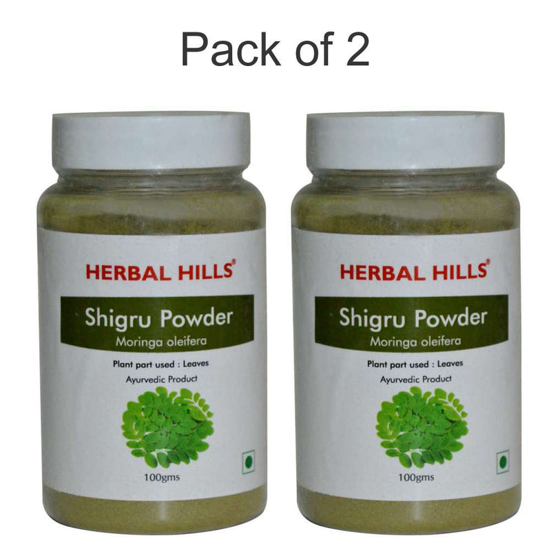 Herbal Hills Shigru Powder - 100 gms (Pack of 2) Moringa leaf (Shugru / Drumstick leaf) Powder -  For kidney and Liver