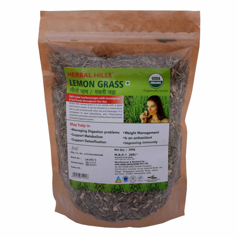 Herbal Hills Dried Lemongrass Herb, Ayurvedic solution to Boost Immunity and Helathy Digestion - 200 gms